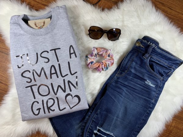 Ladies Crew Neck Sweatshirt - Small Town Girl