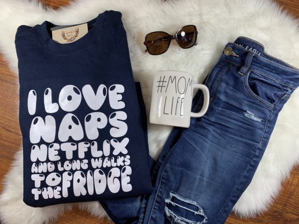 Ladies Crew Neck Sweatshirt - I love naps