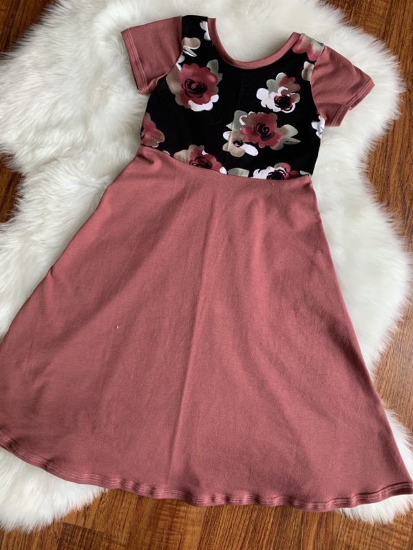 Dress - MAXI Black Floral with Plum