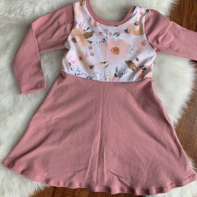 Dress - Ivory Floral with Dusty Rose