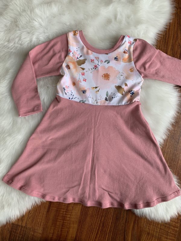 Dress - Ivory Floral with Dusty Rose