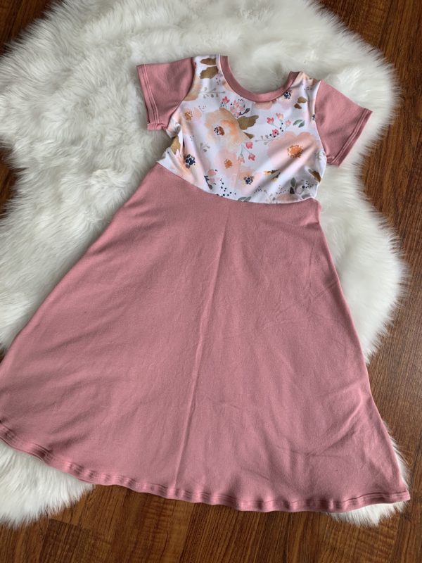 Dress - MAXI Ivory Floral with Dusty Rose