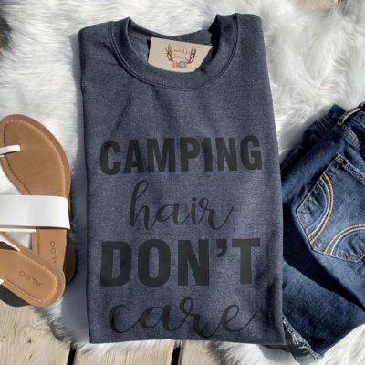 Ladies Crew Neck Sweatshirt - Camping Hair