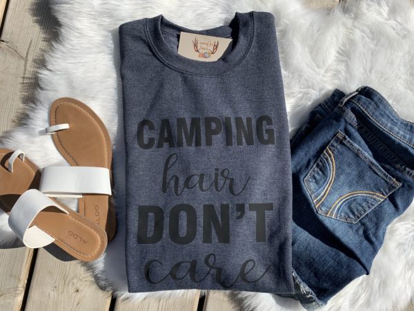 Ladies Crew Neck Sweatshirt - Camping Hair