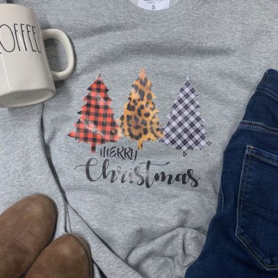 Ladies Crew Neck Sweatshirt - Christmas Trees