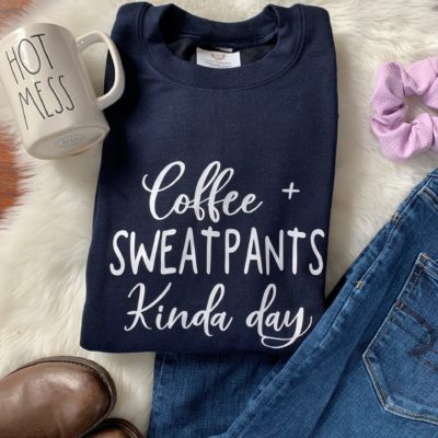 Ladies Crew Neck Sweatshirt - Coffee & Sweatpants