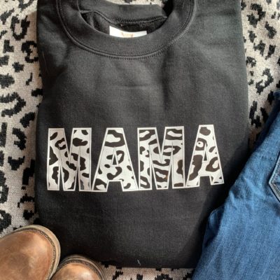 Ladies Crew Neck Sweatshirt - leopard MAMA