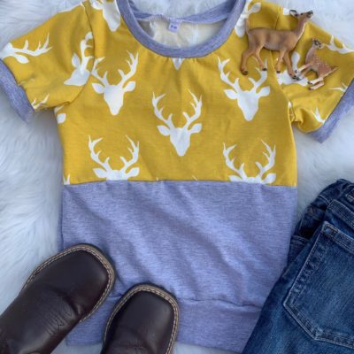 T-Shirt - Mustard Buck with Grey