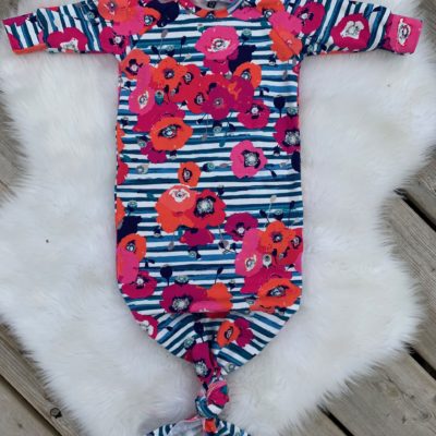 Baby Gown - Striped Poppy