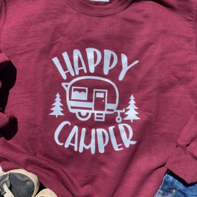 Ladies Crew Neck Sweatshirt - Happy Camper 2