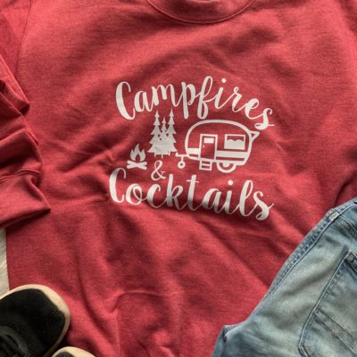 Ladies Crew Neck Sweatshirt - Campfires & Cocktails