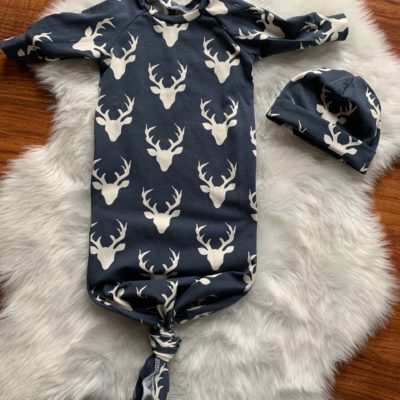 Baby Gown - Navy Buck
