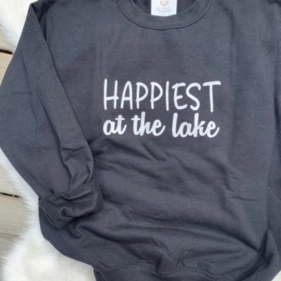 Ladies Crew Neck Sweatshirt - Happiest at the Lake