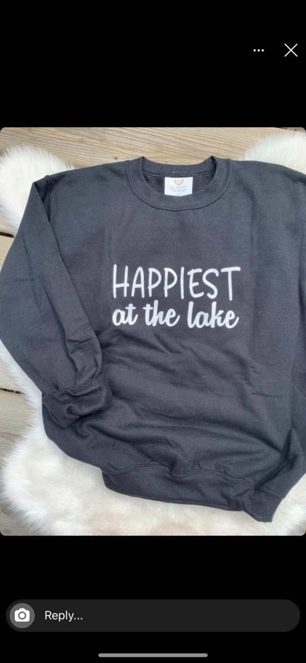 Ladies Crew Neck Sweatshirt - Happiest at the Lake