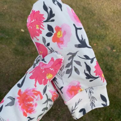 Mittens- Pink and Grey Floral