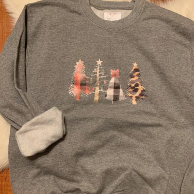 Ladies Crew Neck Sweatshirt - rustic Christmas trees
