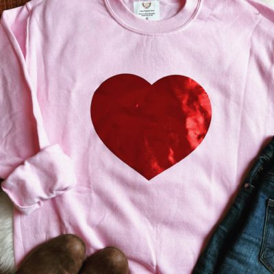 Ladies Crew Neck Sweatshirt - metallic heart