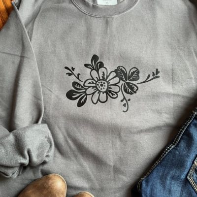Ladies Crew Neck Sweatshirt - Flower Vine