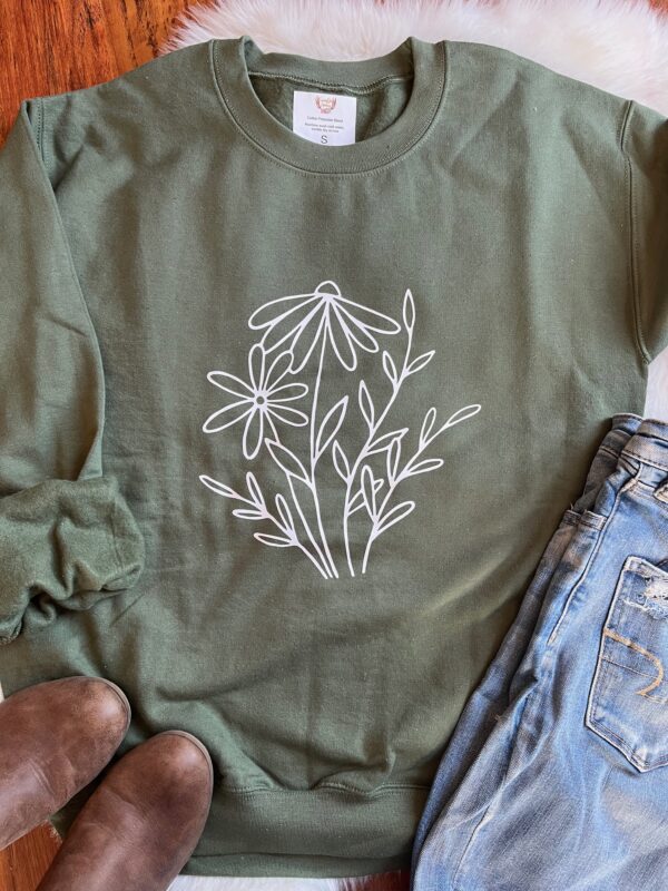 Ladies Crew Neck Sweatshirt - daisies