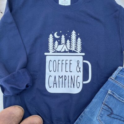 Ladies Crew Neck Sweatshirt - Coffee & Camping