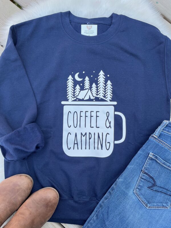 Ladies Crew Neck Sweatshirt - Coffee & Camping