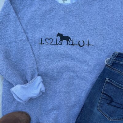 Ladies Crew Neck Sweatshirt - heartbeat horse