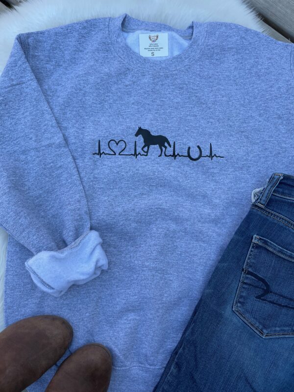 Ladies Crew Neck Sweatshirt - heartbeat horse