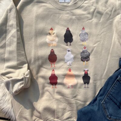 Ladies Crew Neck Sweatshirt - chickens