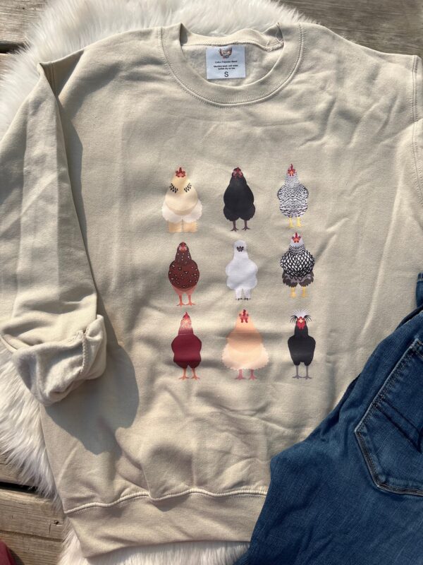 Ladies Crew Neck Sweatshirt - chickens