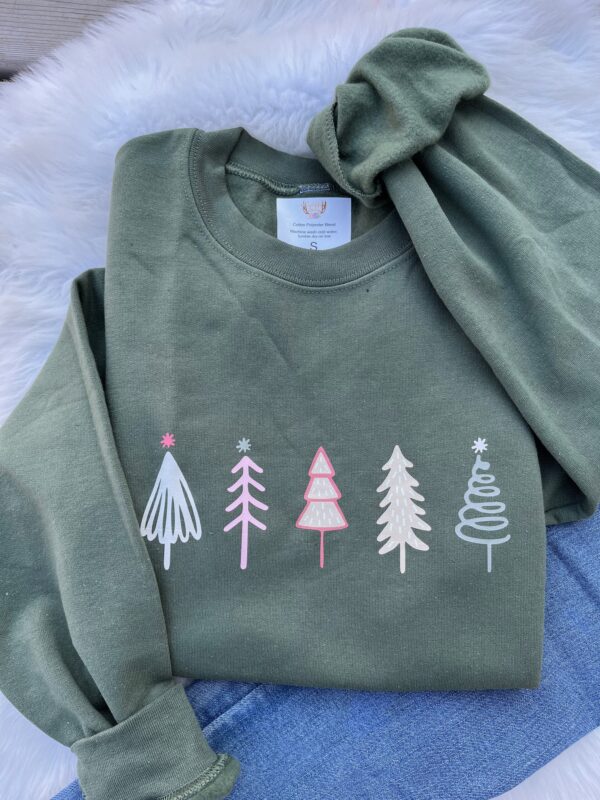Ladies Crew Neck Sweatshirt - Holiday Trees
