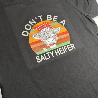 Ladies Crew Neck Sweatshirt - don't be a salty heifer (highland)