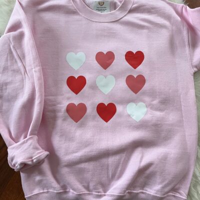 Ladies Crew Neck Sweatshirt - 9 hearts
